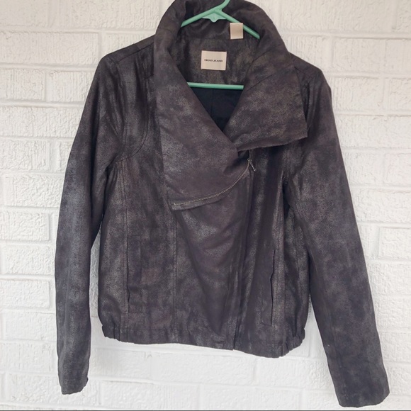 Dkny Jackets & Blazers - DKNY Faux Suede Brushed Metallic Moto Jacket Med